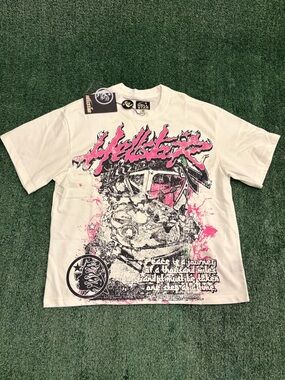 Graphic Short Sleeve Tee in White with Pink Accents